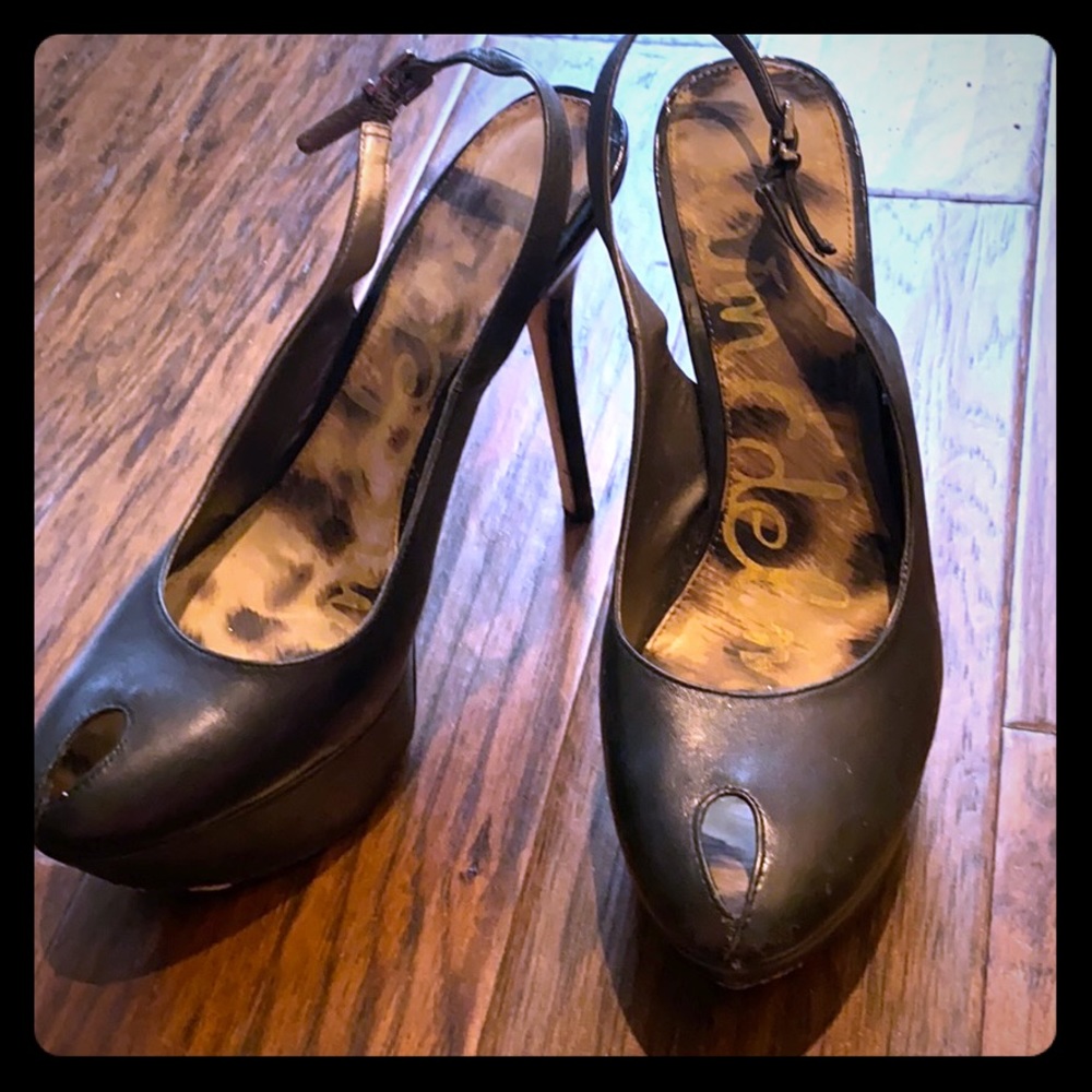 Sam Edelman Novato Black Leather Platform Pump 9.5